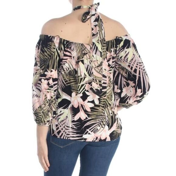 𝅺cece Tropical Off The Shoulder Halter Long Sleeve - Picture 2 of 12